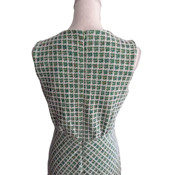 TAYLOR Green Boucle Stretch Drop Waist Ruffle Dress Size 8 - Picture 12 of 13